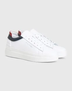 TOMMY HILFIGER ΠΑΠΟΥΤΣΙΑ TH FEMININE LEATHER SNEAKER -Κατάστημα Geox 0410ATOMM6070154 OffWhite 3