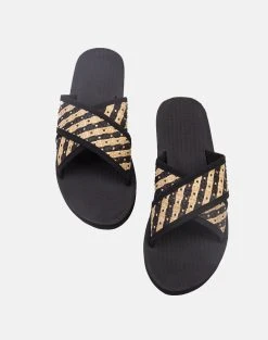 INDOSOLE CROSS WEAVE TEXTURE SLIDES ΓΥΝΑΙΚΕΙΑ -Κατάστημα Geox 3210AINDO6050005 Black 3